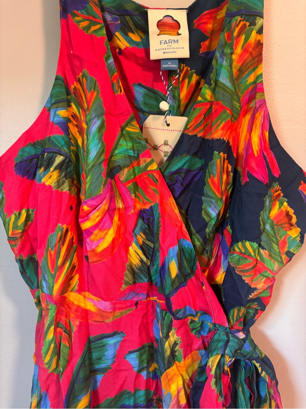 Farm Rio Cover Up Wrap Dress in Pink and Blue - Picture 4 of 10